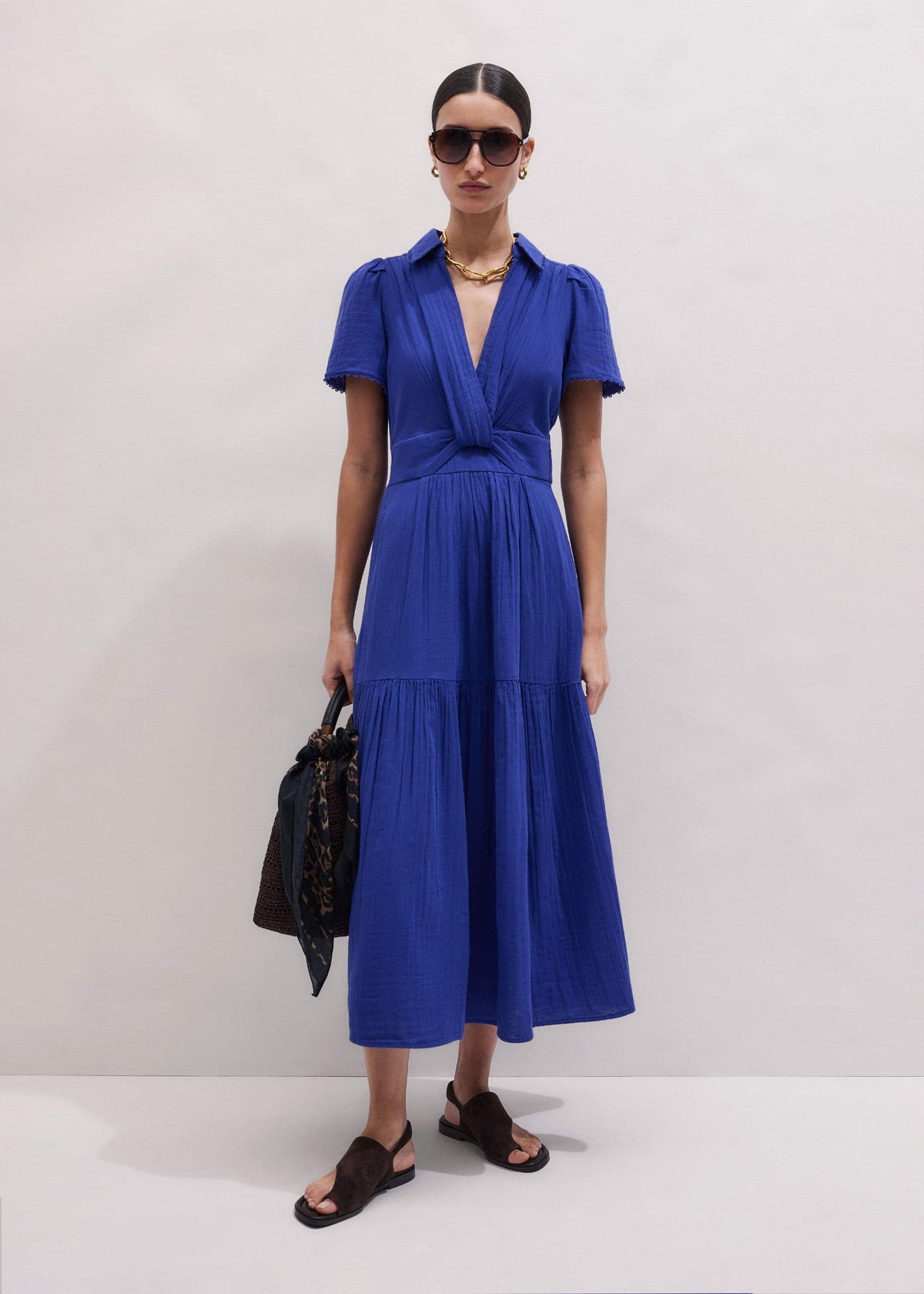 Blue Cheesecloth Fit + Flare Maxi Dress | ME+EM