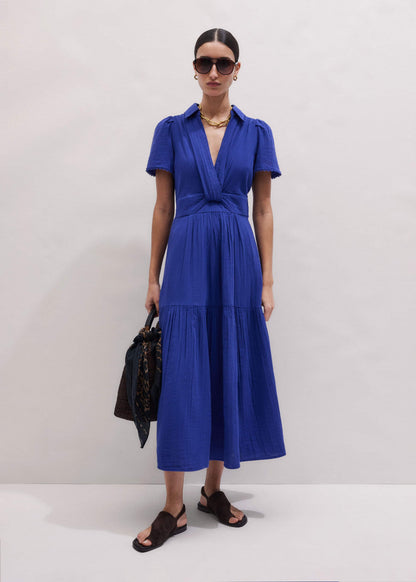 Blue Cheesecloth Fit + Flare Maxi Dress | ME+EM
