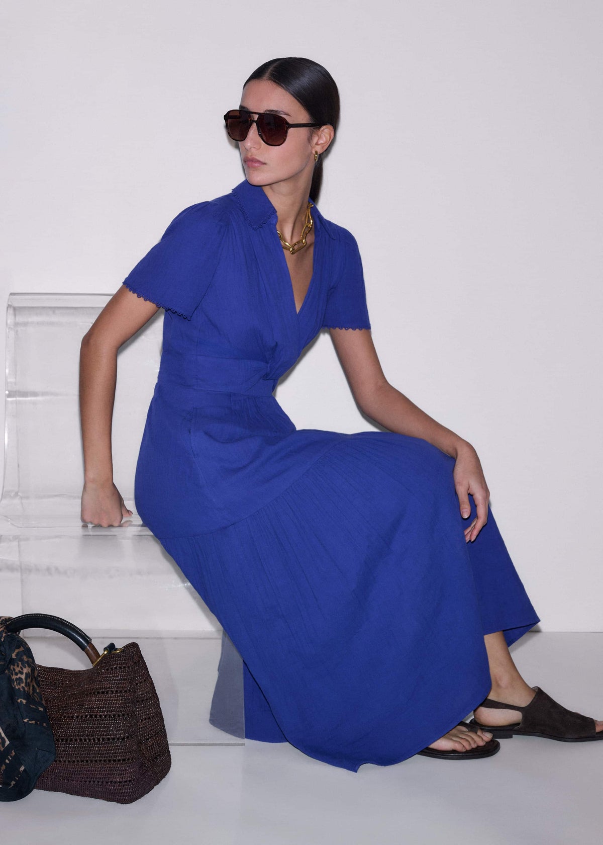 Blue Cheesecloth Fit + Flare Maxi Dress | ME+EM