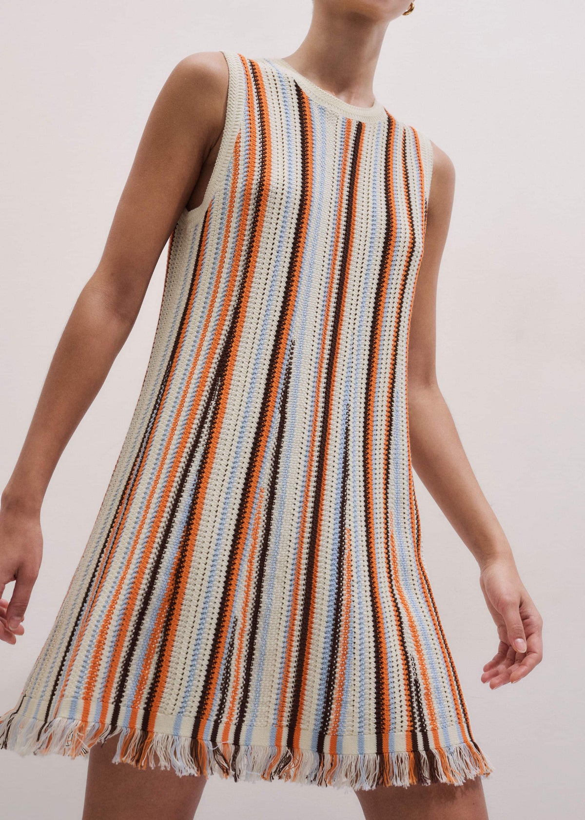 Cream Textured Knit Mini Dress | ME+EM