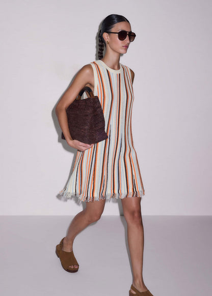 Cream Textured Knit Mini Dress | ME+EM