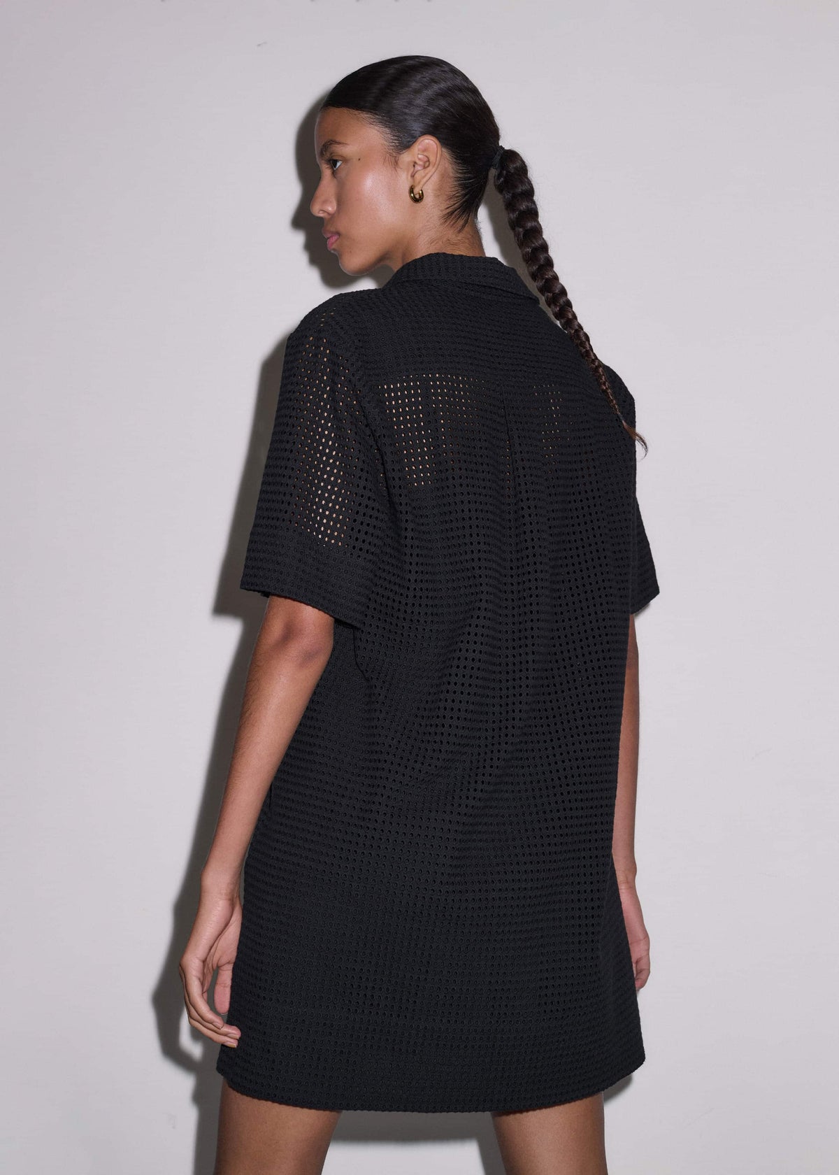 Black Broderie Anglaise Short Dress | ME+EM