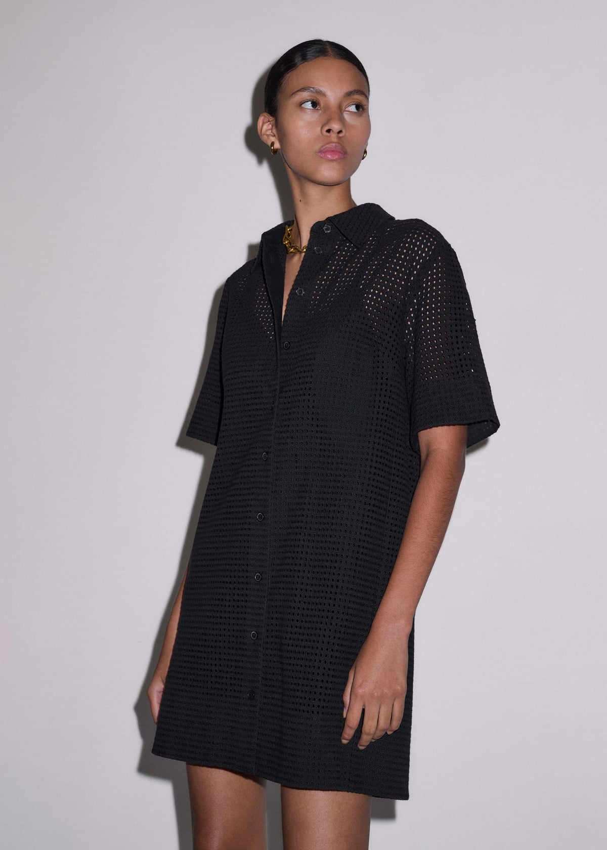 Black Broderie Anglaise Short Dress | ME+EM