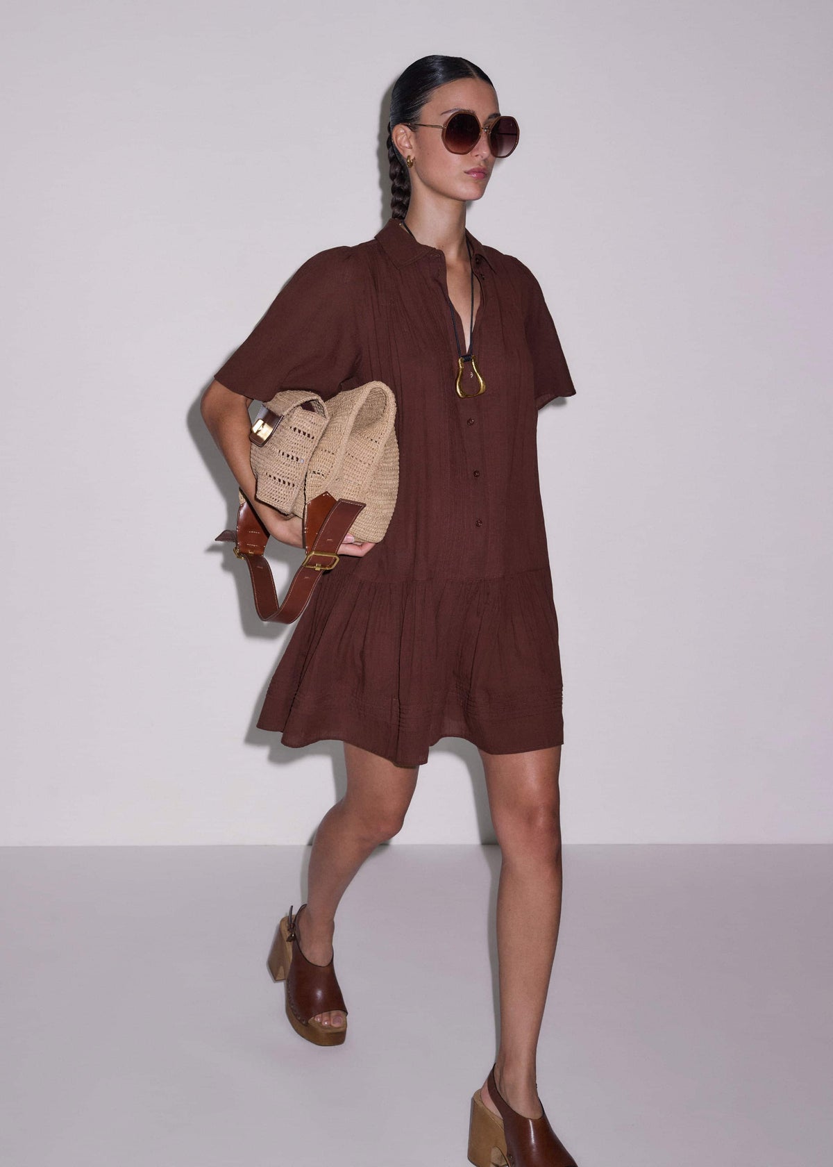 Cinnamon Brown Mini Swing Dress | ME+EM