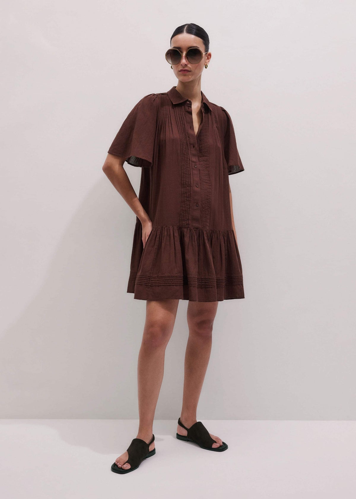 Cinnamon Brown Mini Swing Dress | ME+EM