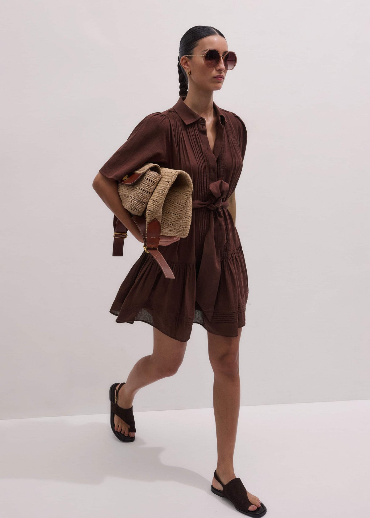 Cinnamon Brown Mini Swing Dress | ME+EM