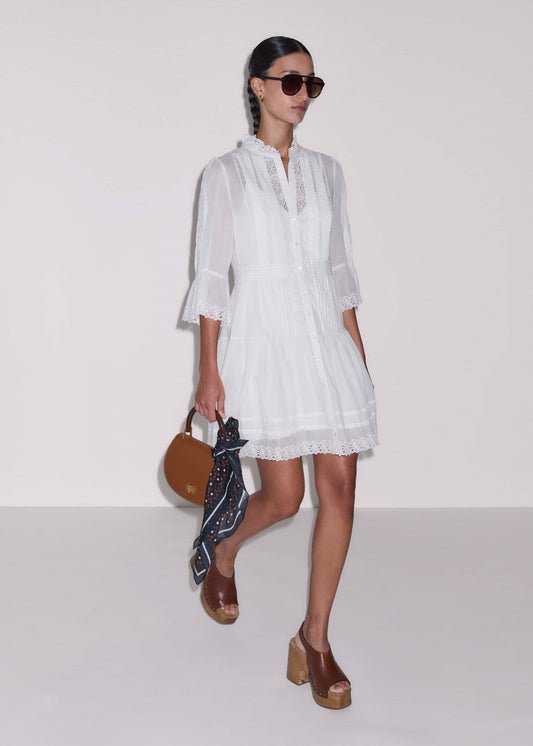 White Lace Trim Short Dress | ME+EM