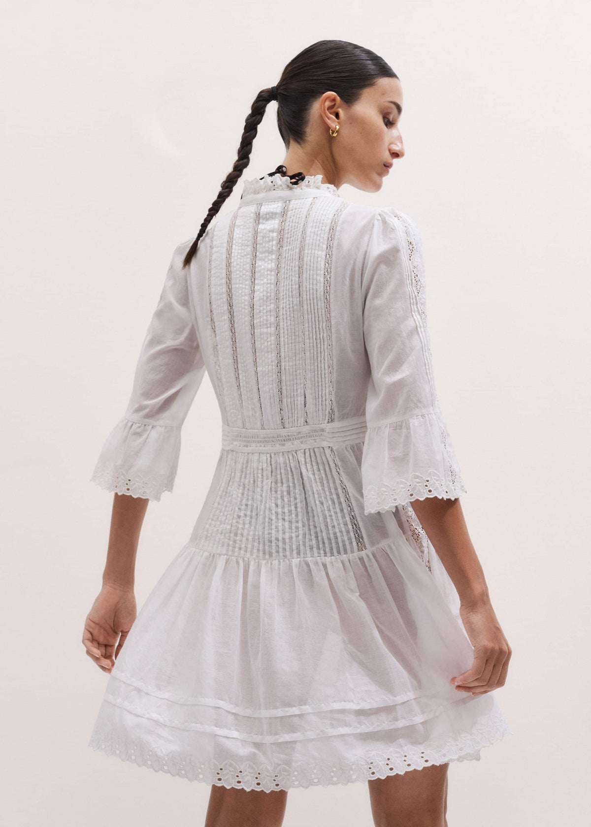 White Lace Trim Short Dress | ME+EM