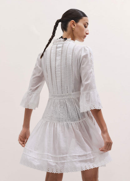 White Lace Trim Short Dress | ME+EM
