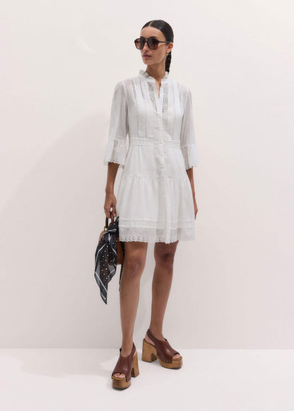 White Lace Trim Short Dress | ME+EM
