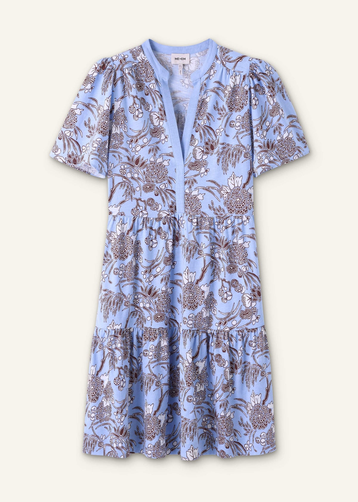 Blue Printed Tiered Short Dress | ME+EM