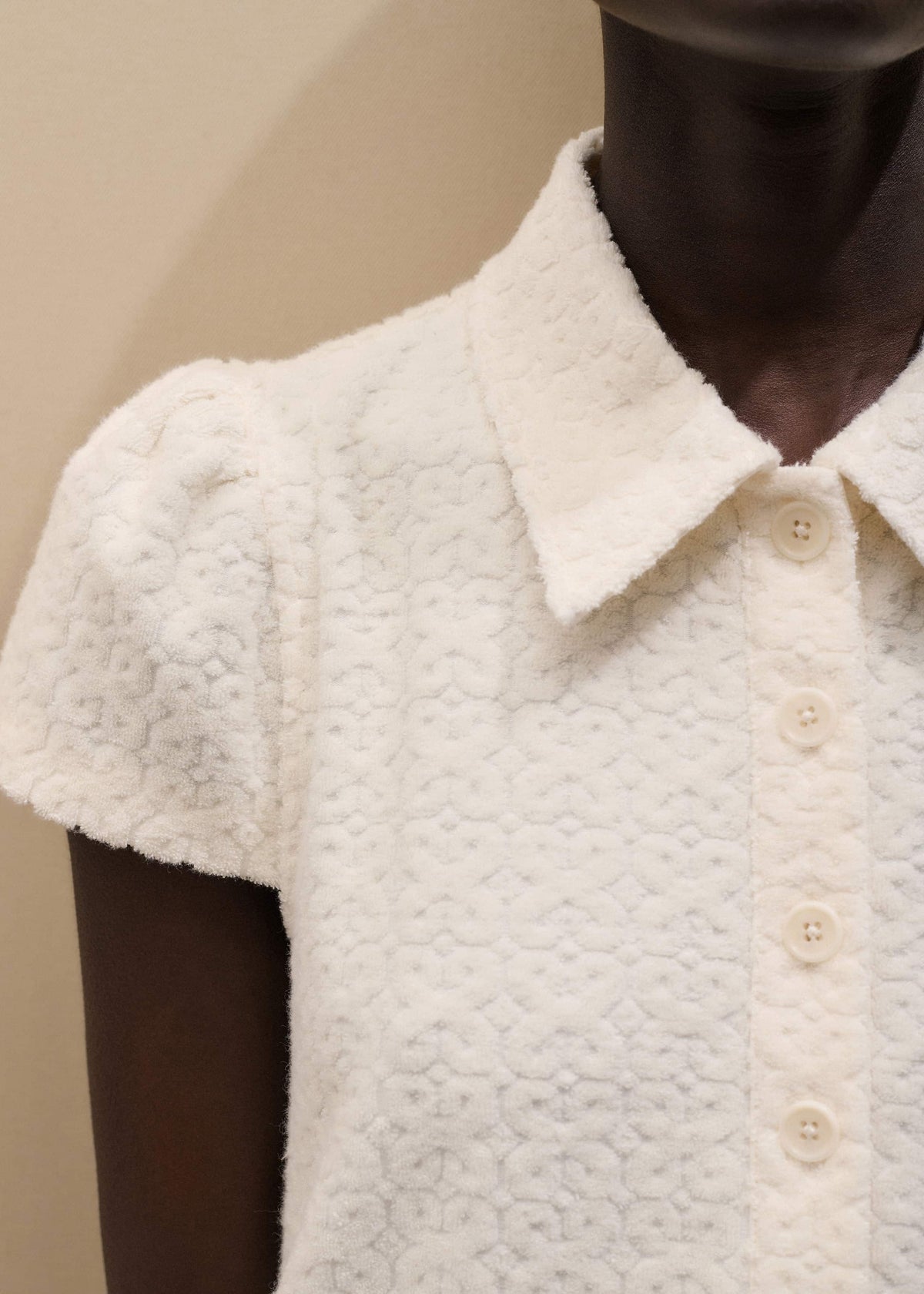 Cream Jacquard Short Swing Dress | ME+EM