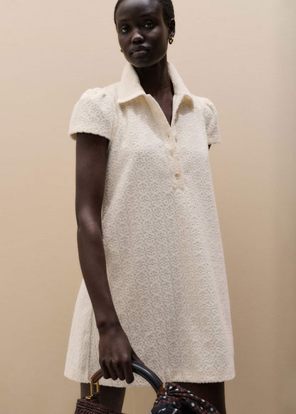 Cream Jacquard Short Swing Dress | ME+EM