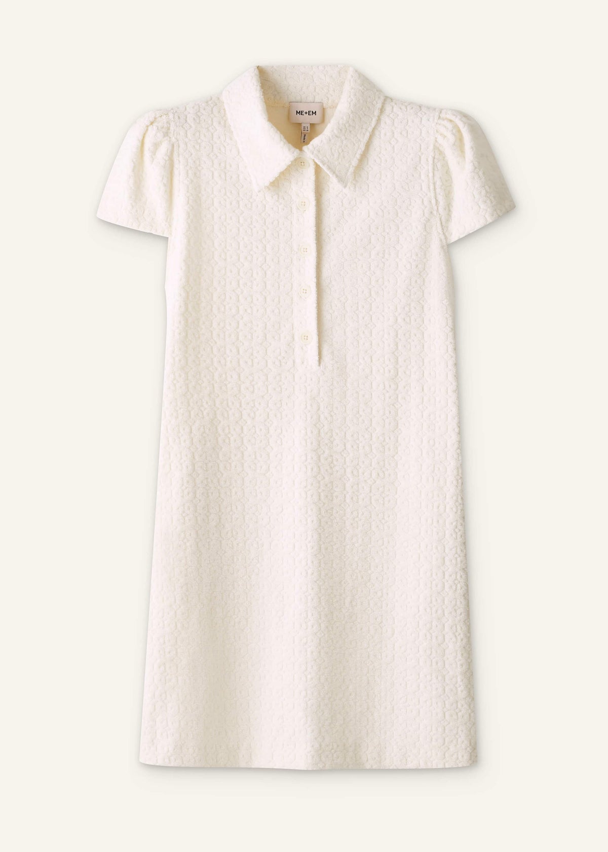 Cream Jacquard Short Swing Dress | ME+EM