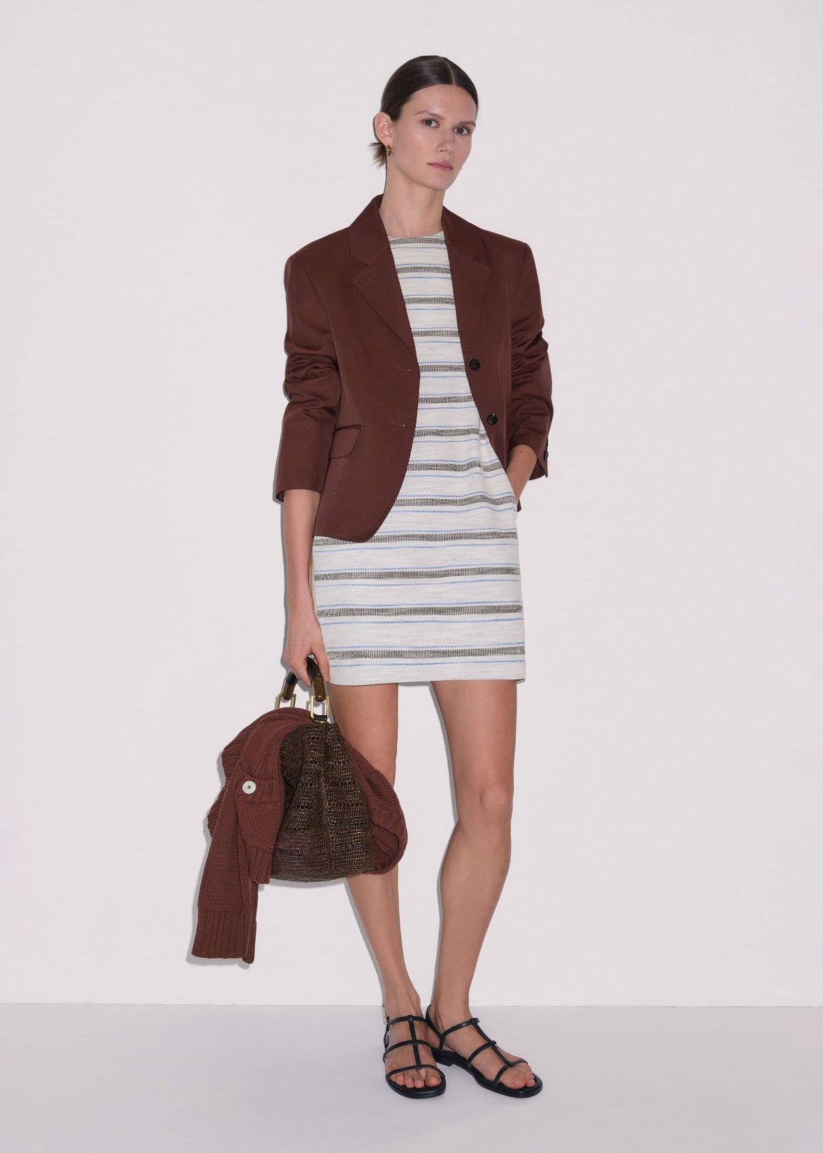 Cream Striped A-Line Mini Dress | ME+EM