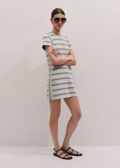 Cream Striped A-Line Mini Dress | ME+EM