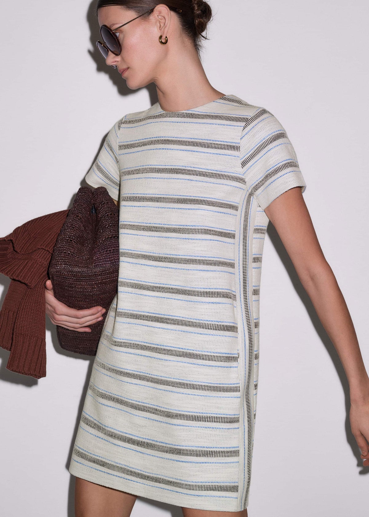 Cream Striped A-Line Mini Dress | ME+EM