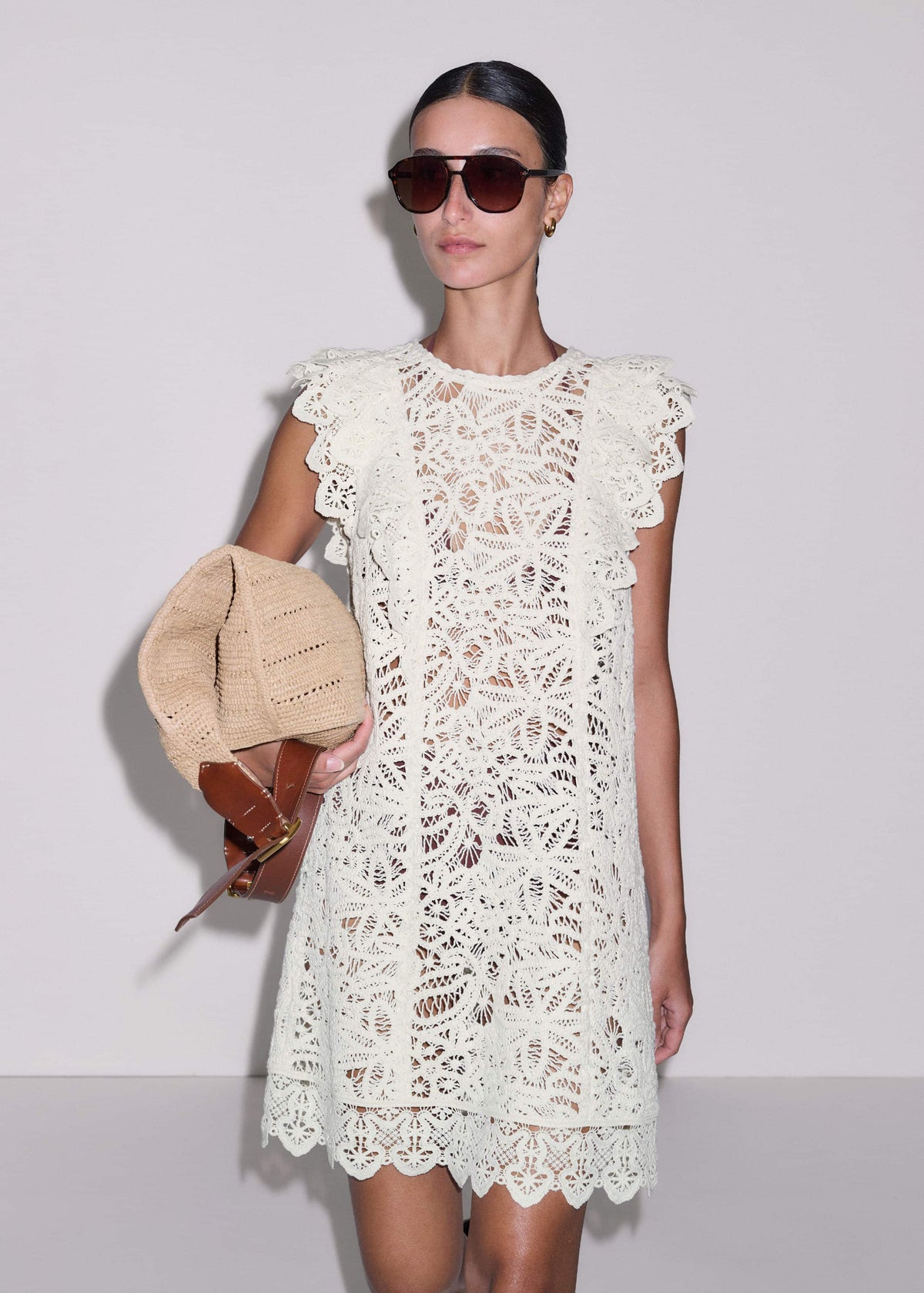 Cream Lace Layer Mini Dress | ME+EM
