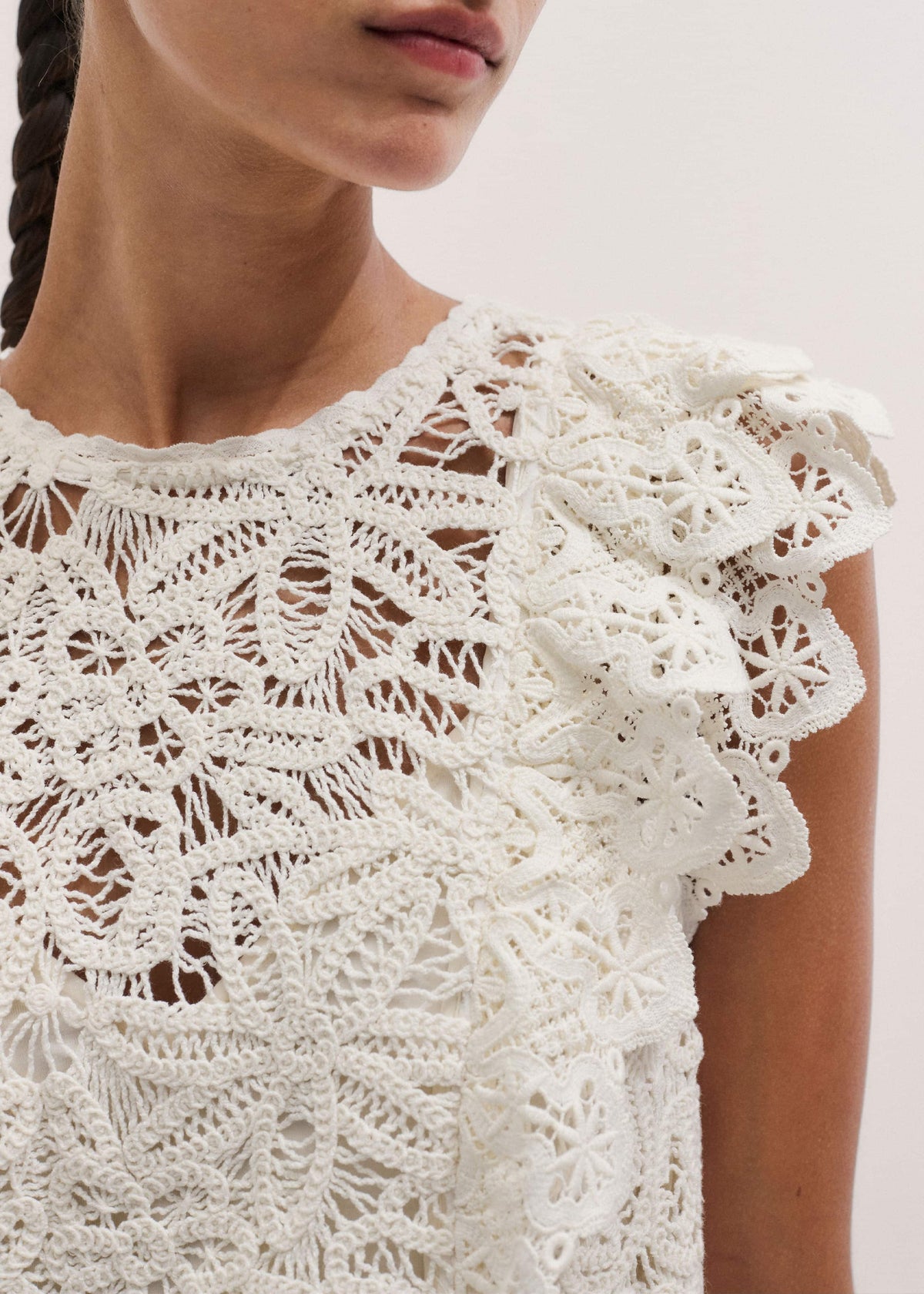 Cream Lace Layer Mini Dress | ME+EM