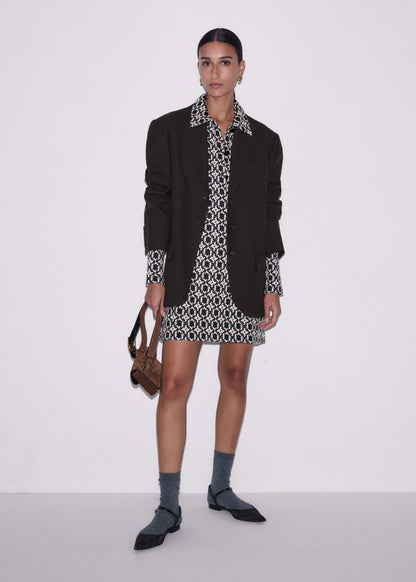 ME+EM's Navy Graphic Jacquard Short A-Line Dress is crafted from soft jersey in a graphic blend of colors. Shop now. | ME+EM