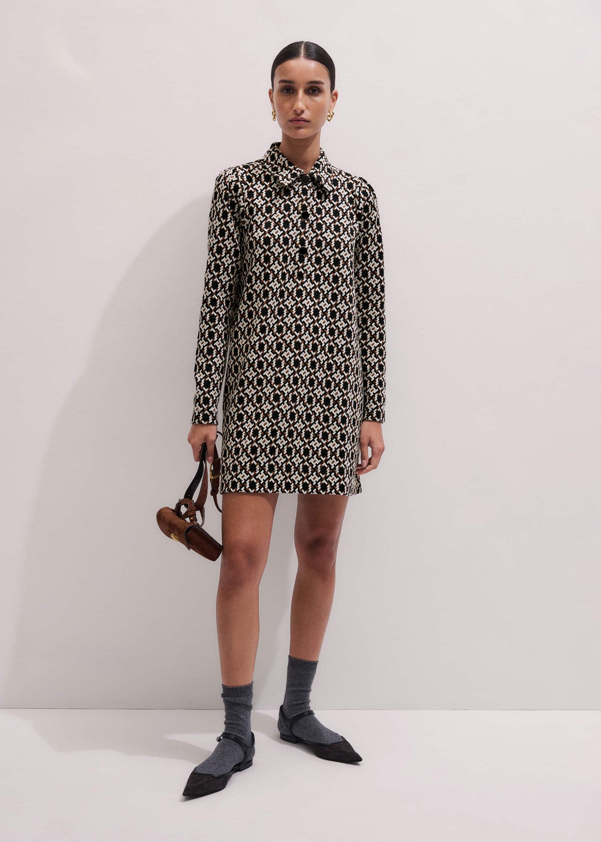 ME+EM's Navy Graphic Jacquard Short A-Line Dress is crafted from soft jersey in a graphic blend of colors. Shop now. | ME+EM