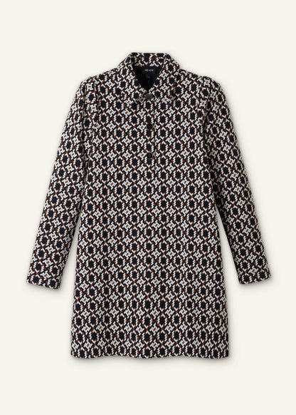 ME+EM's Navy Graphic Jacquard Short A-Line Dress is crafted from soft jersey in a graphic blend of colors. Shop now. | ME+EM