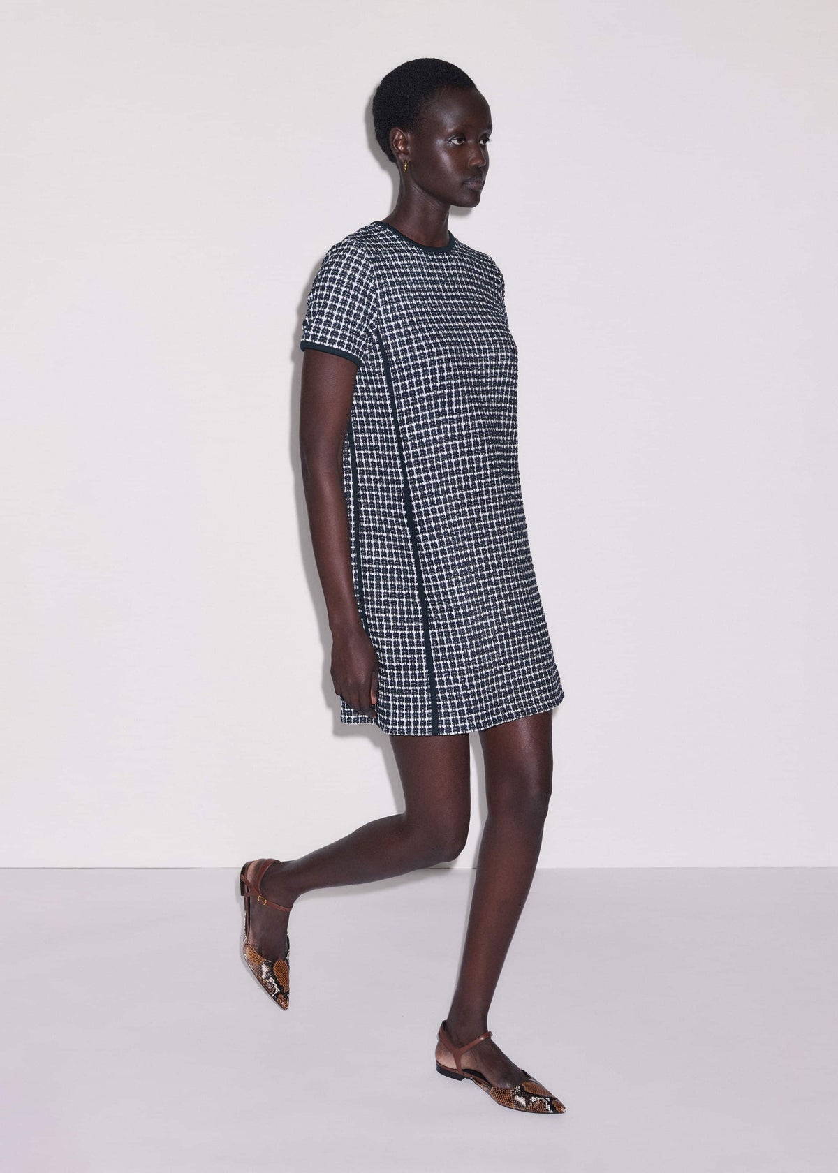 Navy Textured Short Sleeve Mini Dress | ME+EM
