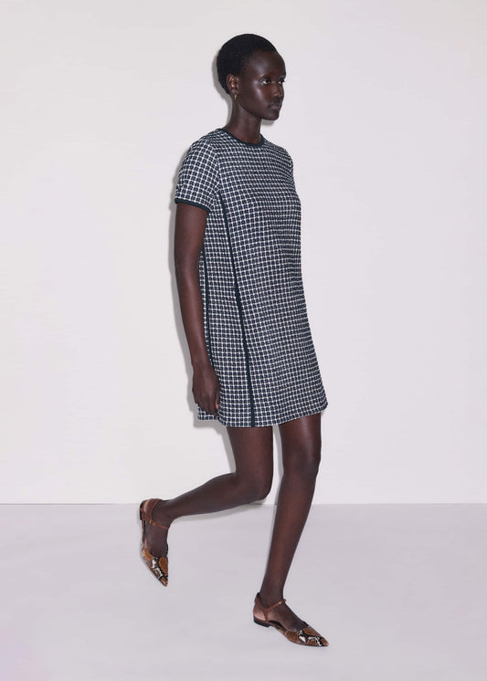 Navy Textured Short Sleeve Mini Dress | ME+EM