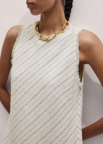 Ivory Striped Bias Cut Maxi Dress | ME+EM