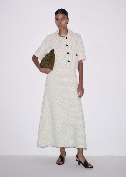 Ivory Striped Bias Cut Maxi Dress | ME+EM