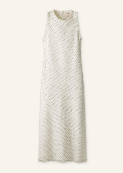 Ivory Striped Bias Cut Maxi Dress | ME+EM