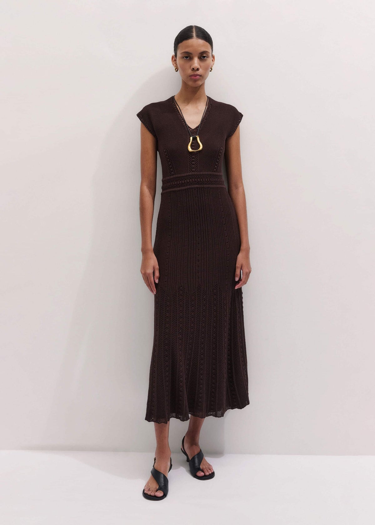 Brown Pointelle Maxi Dress | ME+EM