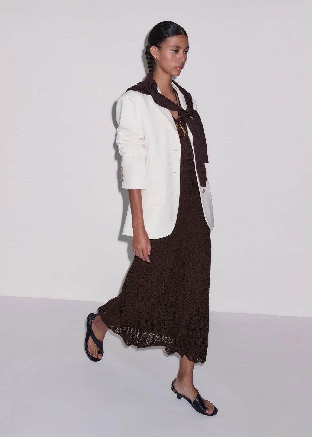 Brown Pointelle Maxi Dress | ME+EM