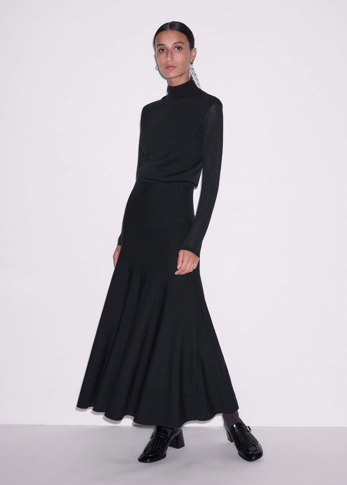 Black High Neck Knit Maxi Dress + Layering Top | ME+EM
