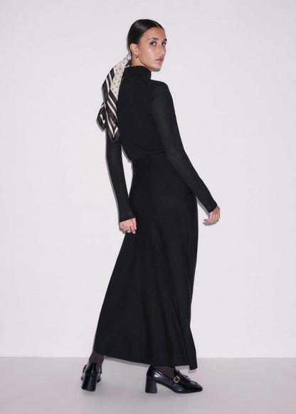 Black High Neck Knit Maxi Dress + Layering Top | ME+EM