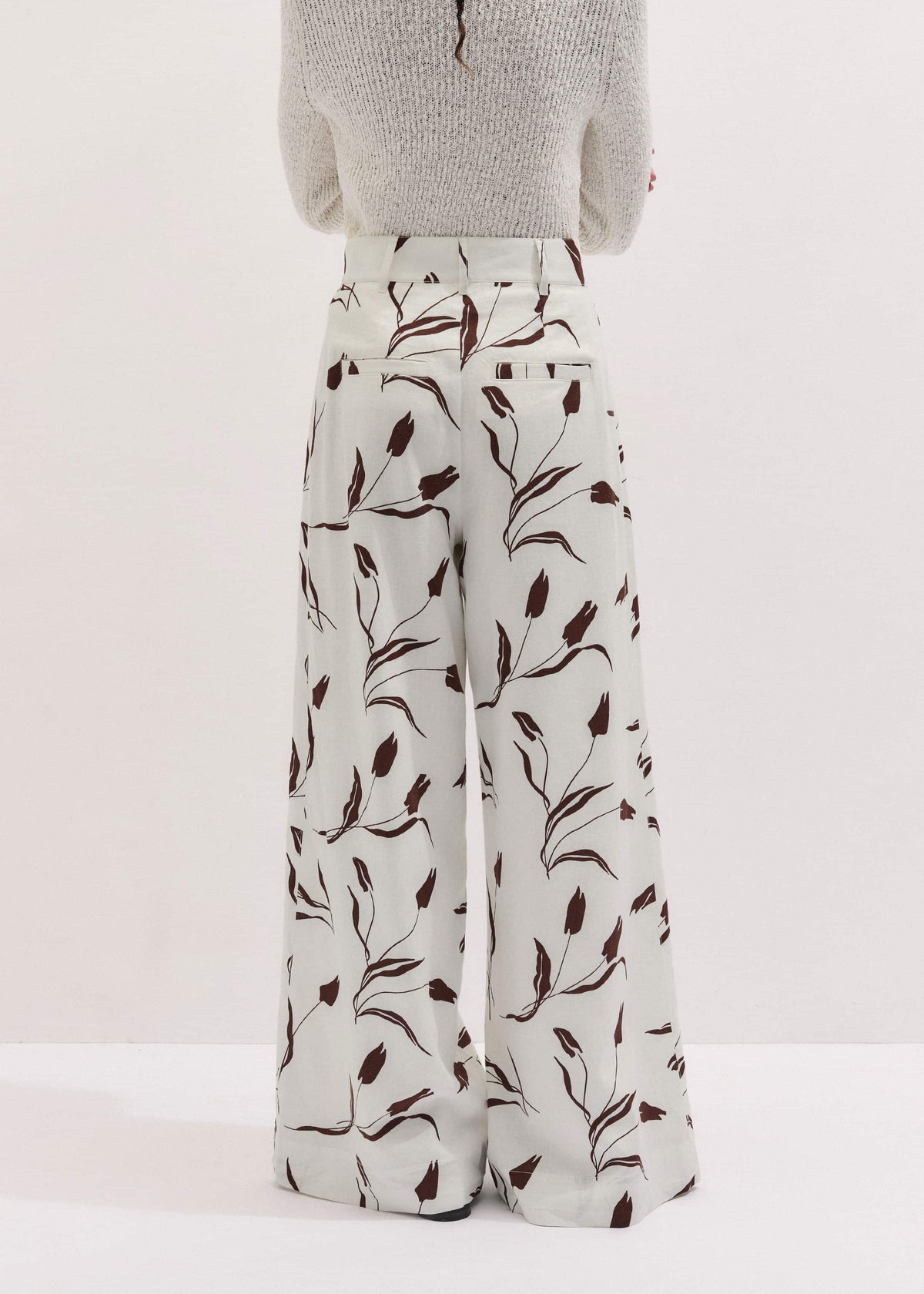 Cream Crease-Less Linen Wide-Leg Pant | ME+EM