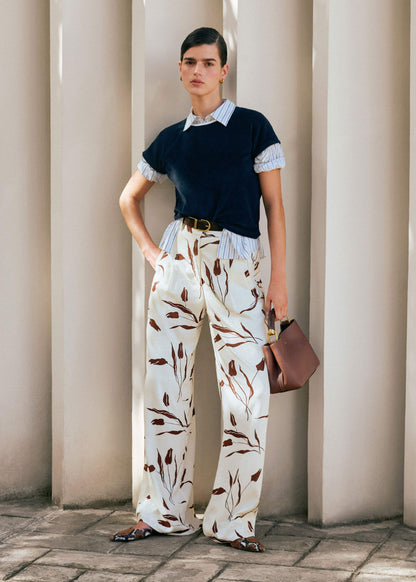 Cream Crease-Less Linen Wide-Leg Pant | ME+EM
