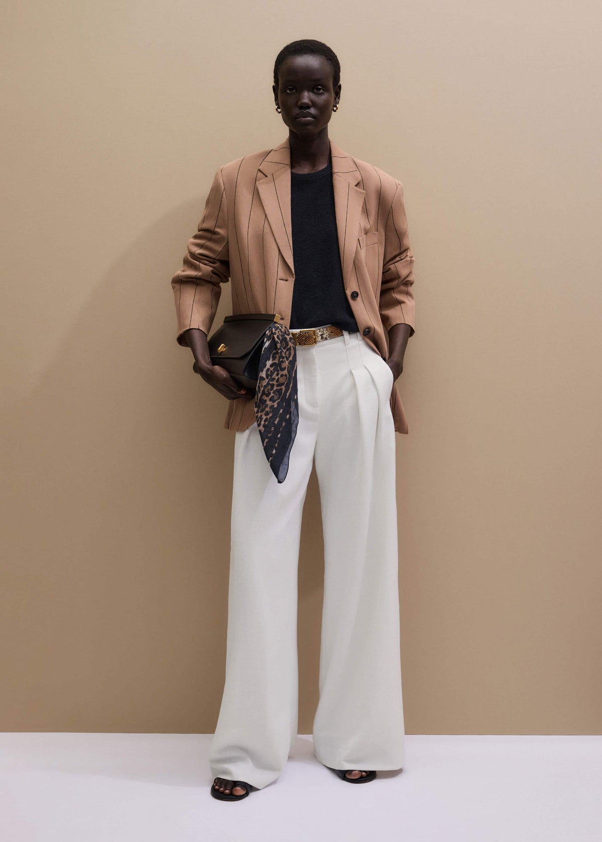 Ivory Double Pleat Wide-Leg Pant | ME+EM