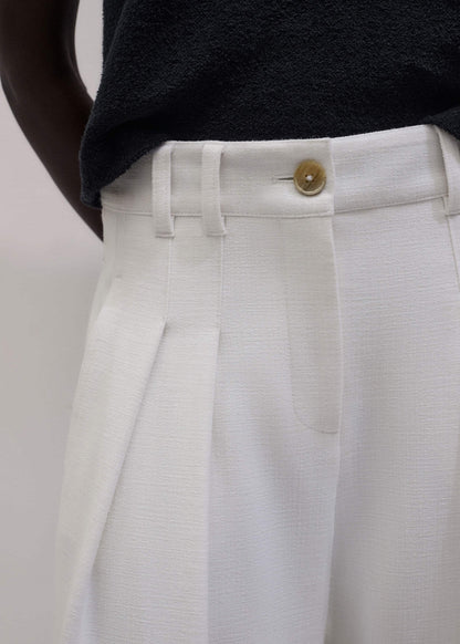 Ivory Double Pleat Wide-Leg Pant | ME+EM