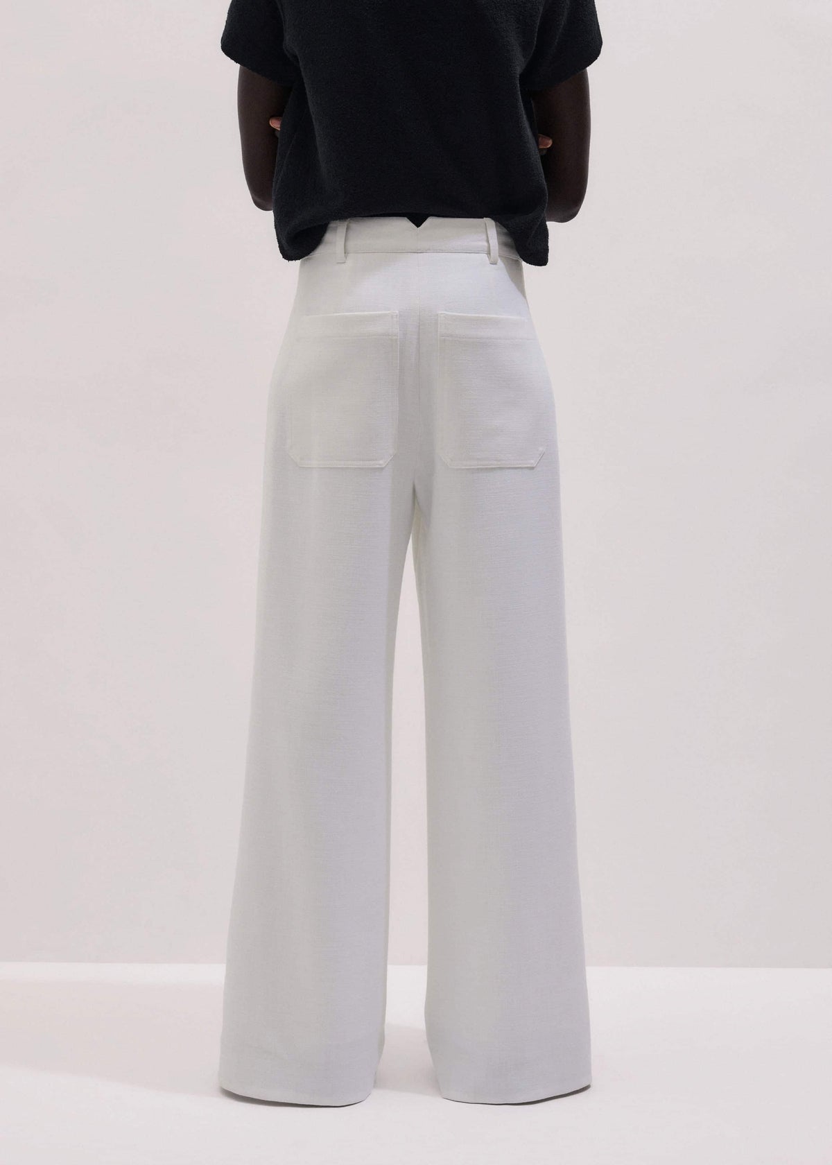 Ivory Double Pleat Wide-Leg Pant | ME+EM