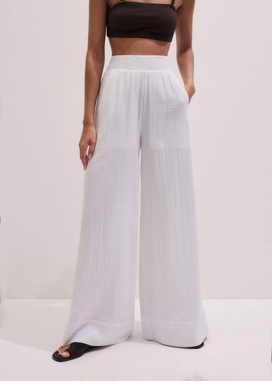 White Cheesecloth Wide-Leg Pant | ME+EM
