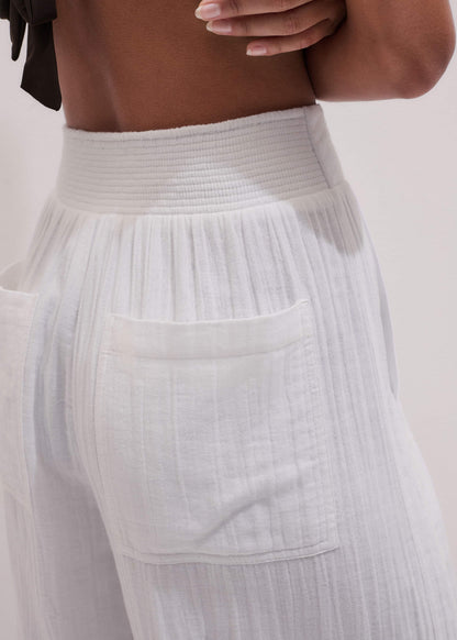 White Cheesecloth Wide-Leg Pant | ME+EM