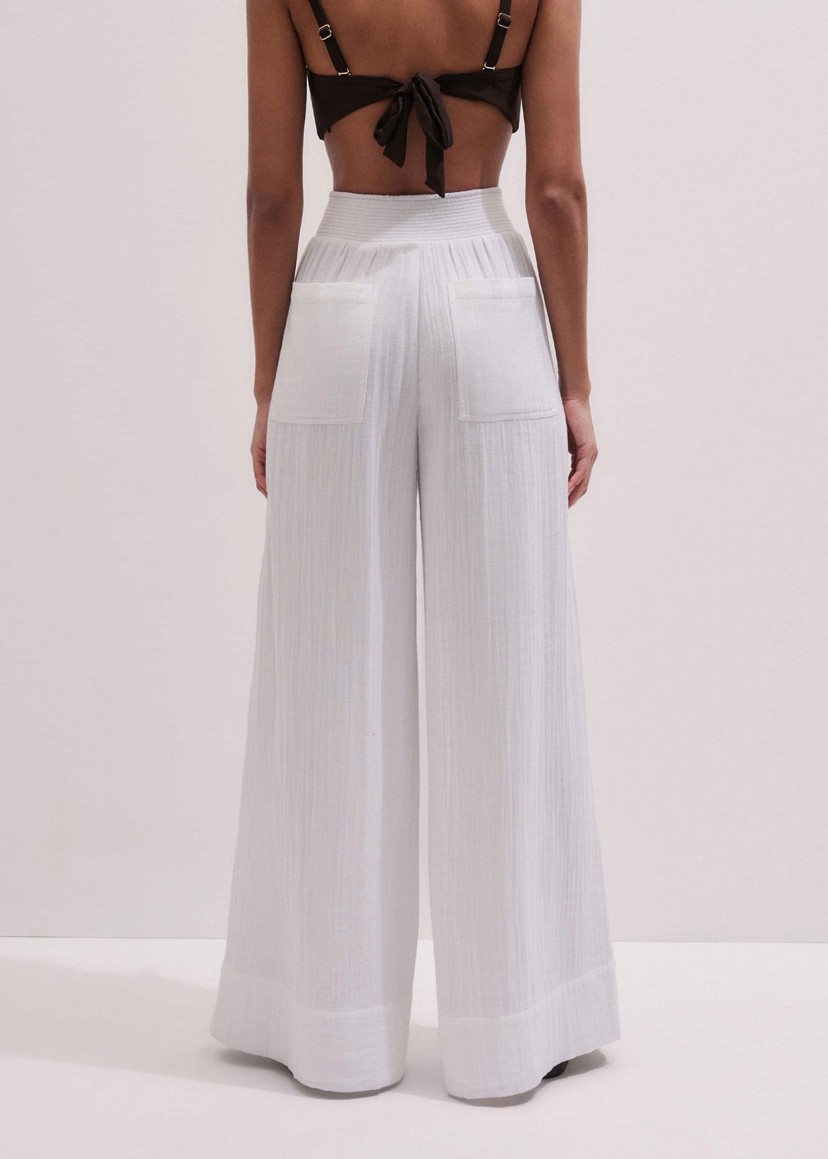 White Cheesecloth Wide-Leg Pant | ME+EM