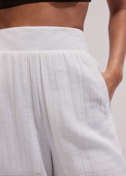 White Cheesecloth Wide-Leg Pant | ME+EM