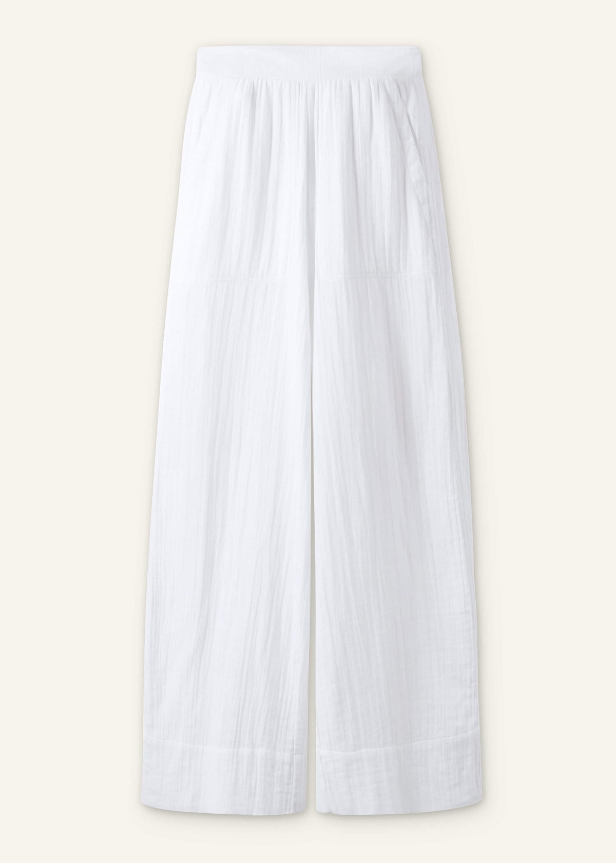 White Cheesecloth Wide-Leg Pant | ME+EM