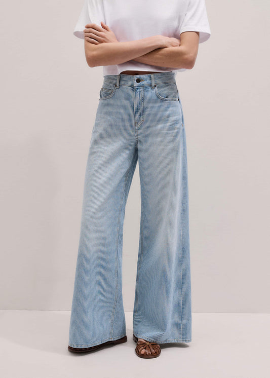 Blue Micro Stripe Ultimate Wide-Leg Jean | ME+EM