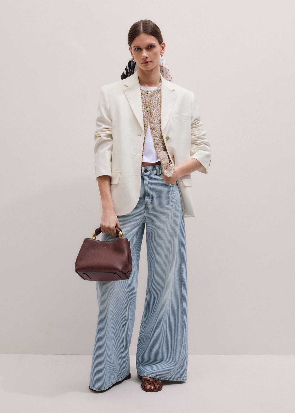 Blue Micro Stripe Ultimate Wide-Leg Jean | ME+EM