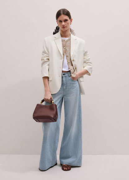 Blue Micro Stripe Ultimate Wide-Leg Jean | ME+EM