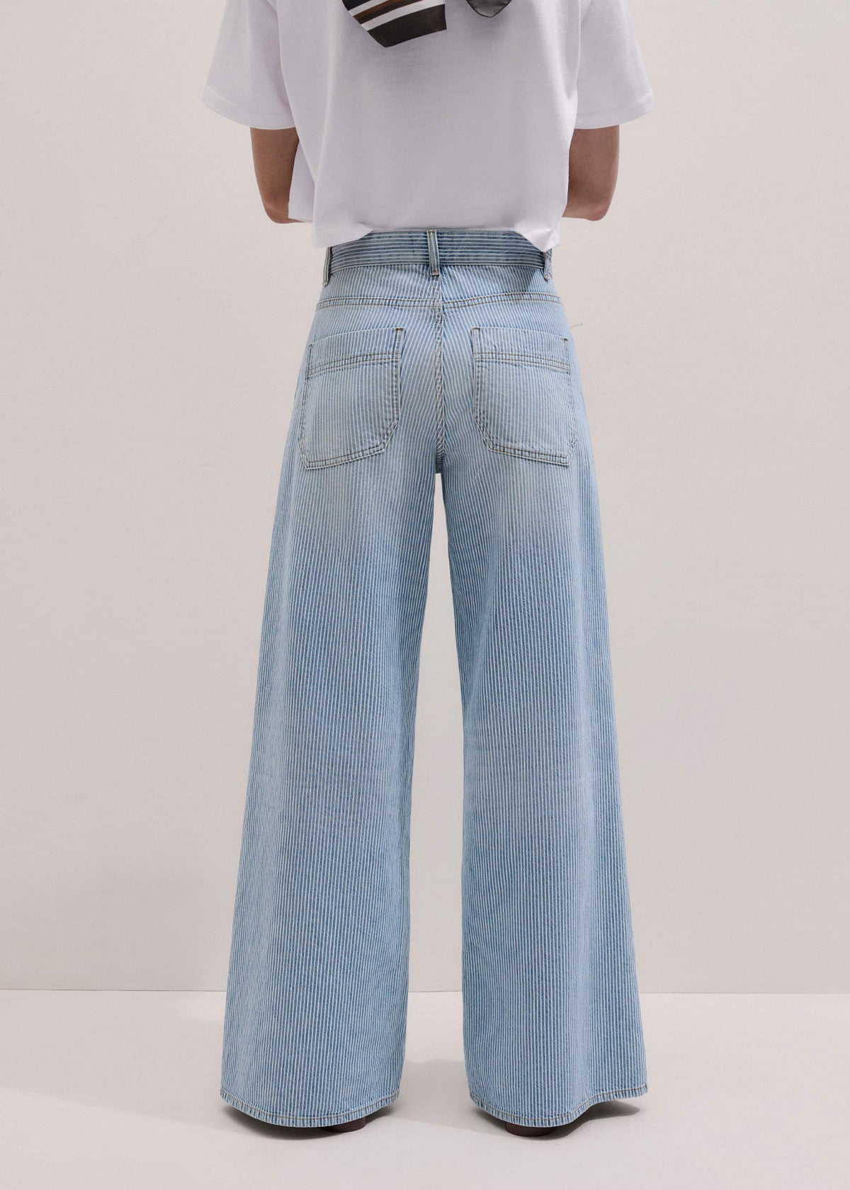 Blue Micro Stripe Ultimate Wide-Leg Jean | ME+EM