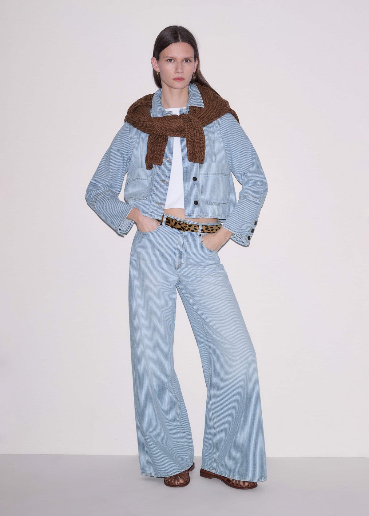Blue Micro Stripe Ultimate Wide-Leg Jean | ME+EM